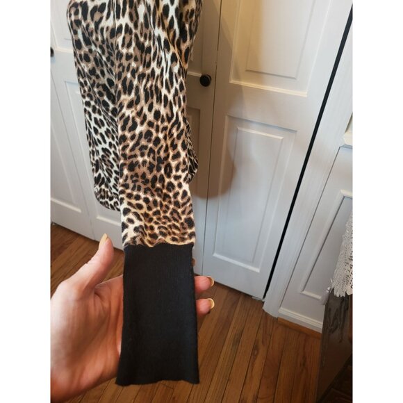 Brown/Black Animal Print Thin Gauge Sweater Worthington L City Streetwear Office - Picture 7 of 9